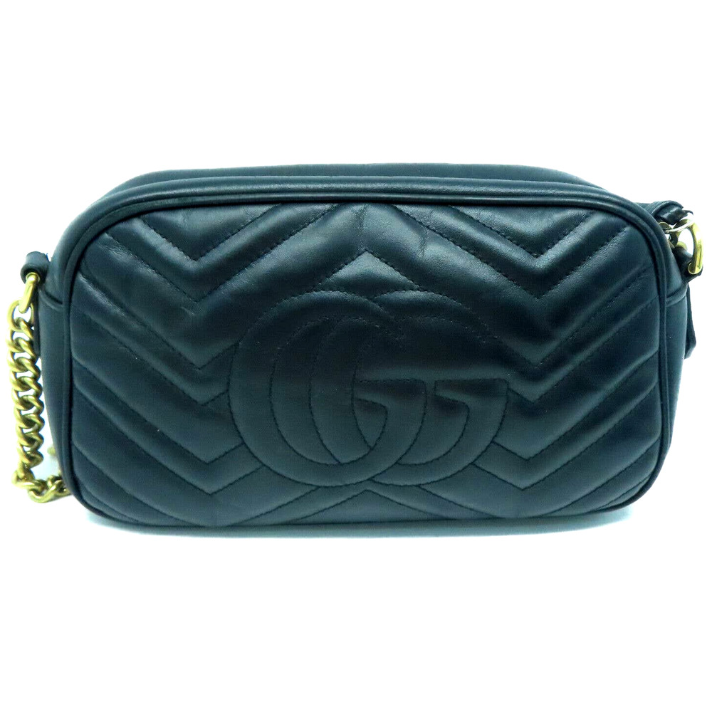💎✨BEAUTIFUL✨💎 Gucci GG Marmont Chain Crossbody  Leather Black Shoulder Bag - Picture 3 of 14